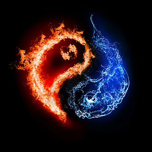 以火水的形式象征黑暗背景的阴阳这两个元素的标志背景图片
