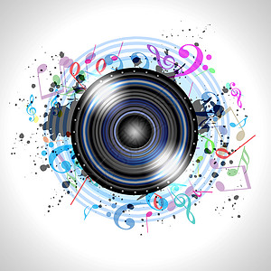 音乐图案彩色背景下音乐扬声器的图像背景