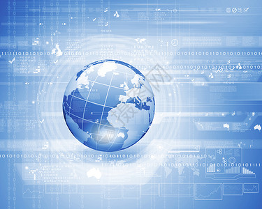 蓝色地球仪的数字技术背景图片