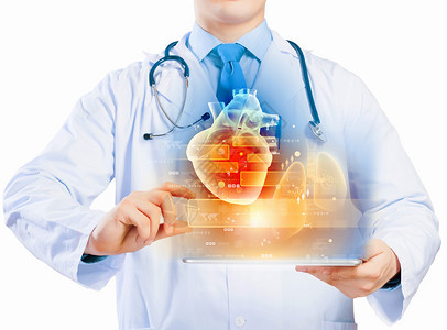 多媒体医生的医生的身体持平板电脑与媒体插图设计图片
