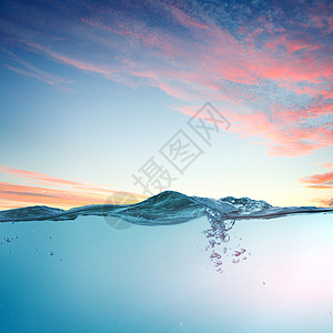 日落海景模板与水下部分日落天窗分割水线背景图片
