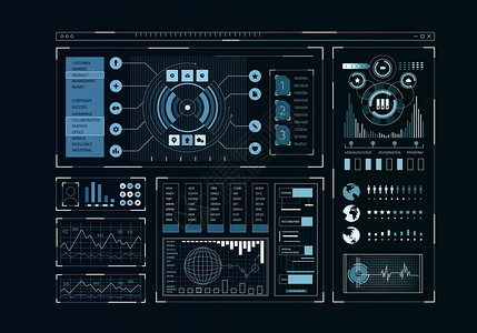 人类用户业务信息图图标的未来主义用户界图片