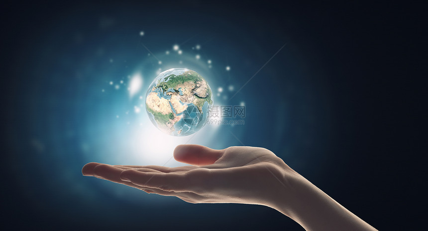 星球手人类手握着地球的数字图标这幅图像的元素由美国宇航局提供的图片