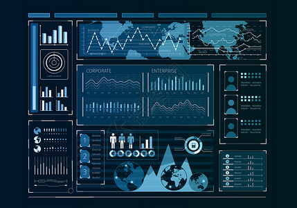 人类用户业务信息图图标的未来主义用户界背景图片