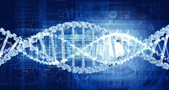 人类遗传DNA分子数字蓝色图像的DNA分子技术背景