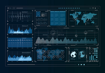 人类用户业务信息图图标的未来主义用户界背景图片