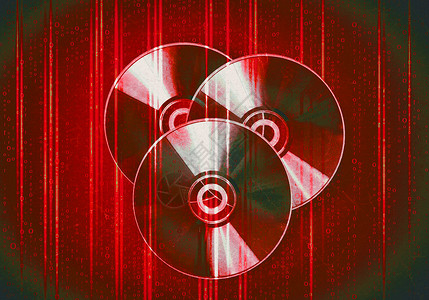 光盘收集红色数字背景上的CD光盘背景图片