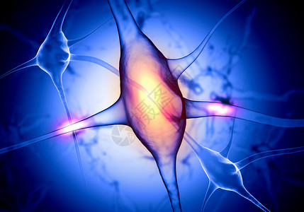 脑神经元神经细胞的插图彩色背景上用光效应说明神经细胞背景