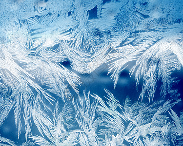 蓝色霜冻冬季背景白色雪花图片