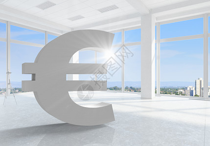 欧元标志内部现代办公室白色欧元货币符号图片