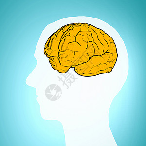 卡通大脑素材个男人的轮廓大脑插图背景