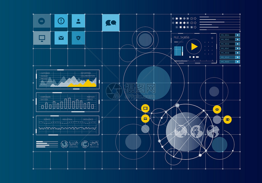 全球网络业务虚拟背景与图表图片