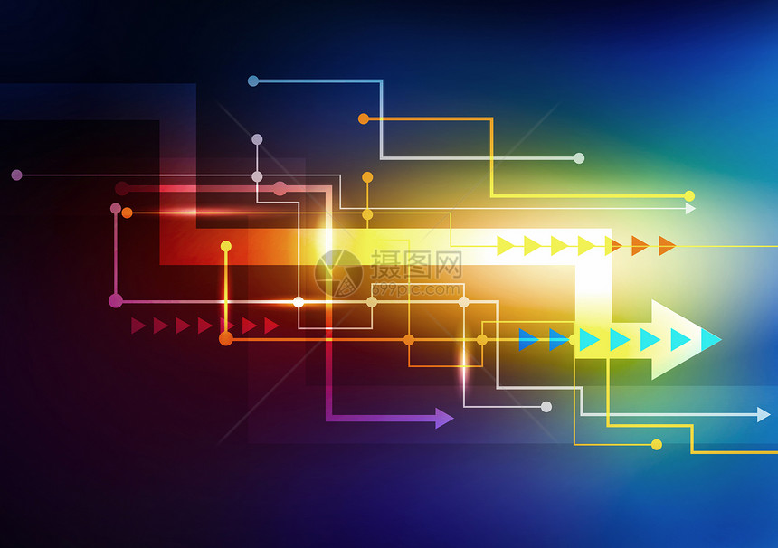 高科技模式背景以箭头为接口模板的背景数字图像图片