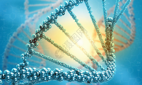 DNA分子图像蓝色背景下DNA分子的生物化学科学图片