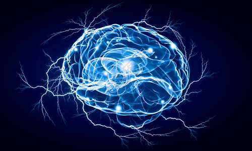数字人脑蓝色数字背景下人脑的人类智能图片