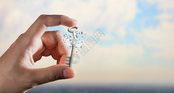 手指的钥匙男手用手指钥匙标志图片