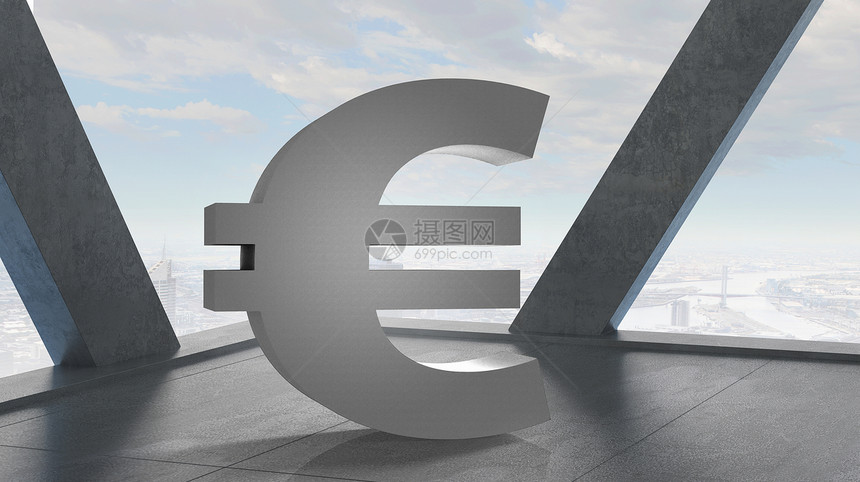 欧元货币符号现代优雅室内的欧元大象征图片
