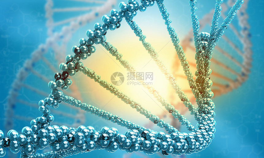 DNA分子蓝色背景下DNA分子的生物化学图片