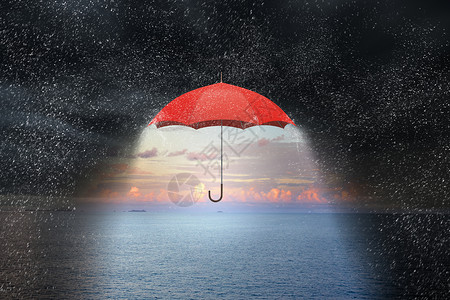 水盾天空中的彩色雨伞图像与彩色伞天空下雨背景
