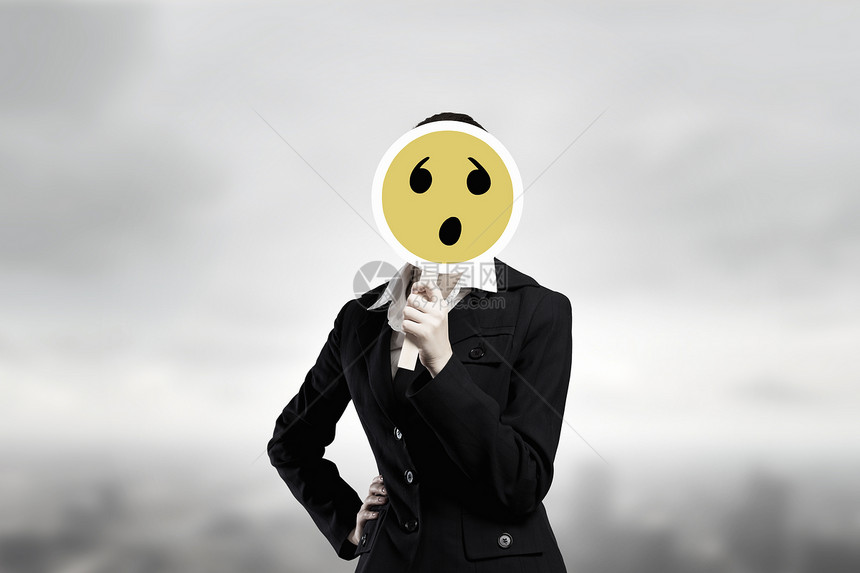 虚假的情绪目全非的女商人把脸藏悲伤的具后图片