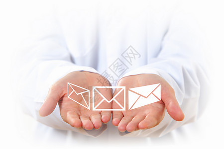 发邮件用邮件白色符号人手背景