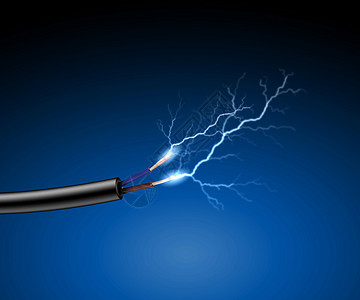 以电相连电线以电火花电力的象征背景