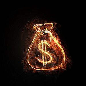 货币形象黑色背景上的美元货币发光符号图片