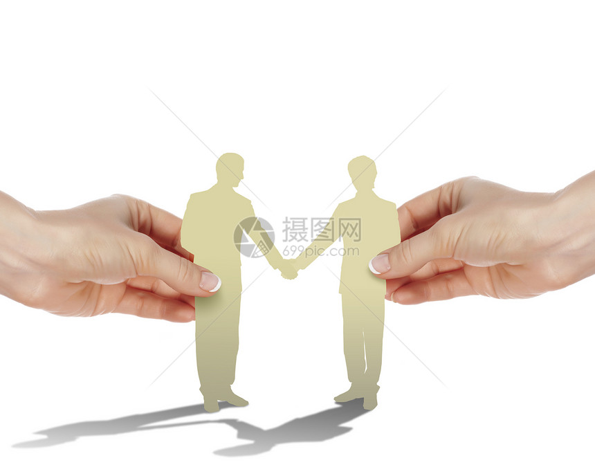 两个商人合作伙伴握手图片
