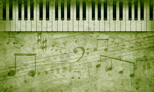 音乐图像与钢琴键音乐线索背景图片