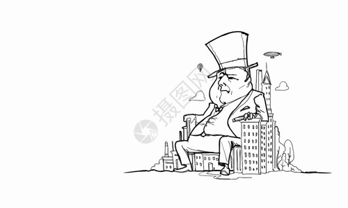 戴帽子卡通卡通趣的人白色背景上趣的银行家的漫画背景
