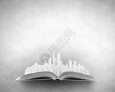 建筑投影工程用现代城市模型打开书页背景图片