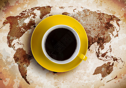 咖啡休息时间杯咖啡,背景世界图片