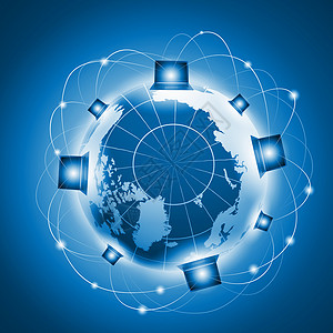 全球网络笔记本电脑抗全球蓝色插图全球化图片