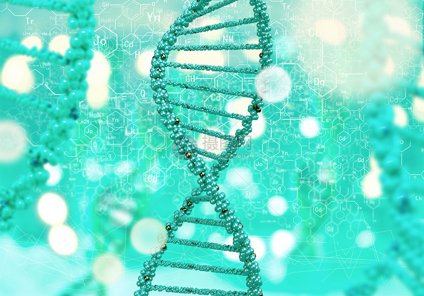 DNA分子数字绿色DNA分子的生物化学图片