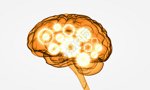 人脑内的机制白色背景上用齿轮机构说明人脑图片