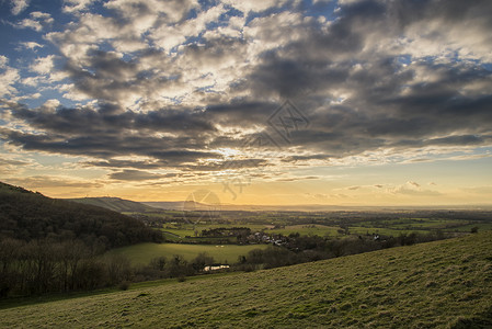 英国乡村景观日落的惊人景观形象图片
