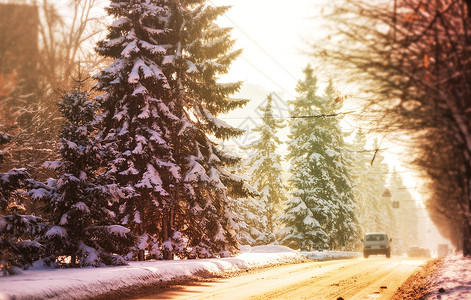 城市的冬季道路图片
