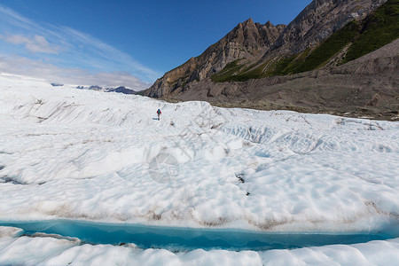 科特肯尼克特冰川上的湖泊背景