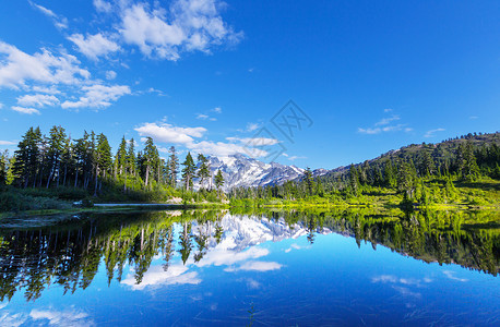 风景图片湖与山树山倒影图片