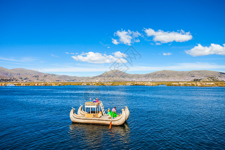 卡卡安帅告别托托拉船蒂蒂恰卡湖附近,秘鲁背景