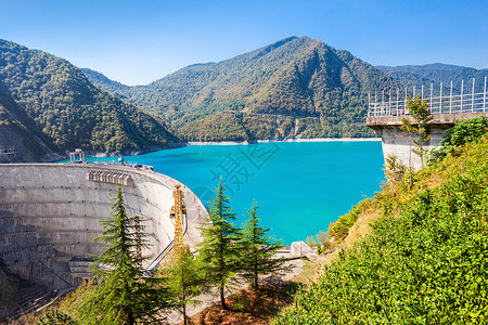 水电站大坝因古里大坝格鲁吉亚因古里河上的座水电站背景