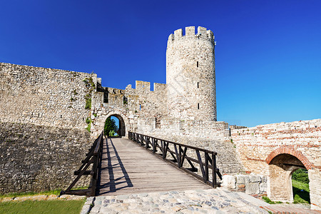 墙历史意义的卡莱梅格丹塞尔维亚贝尔格莱德非常古老的堡垒背景