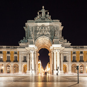 奥古斯塔拱门商业广场位于葡萄牙里斯本市背景
