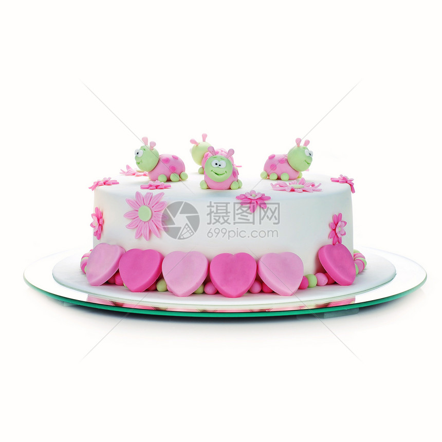 生日蛋糕,白色霜冻瓢虫图片