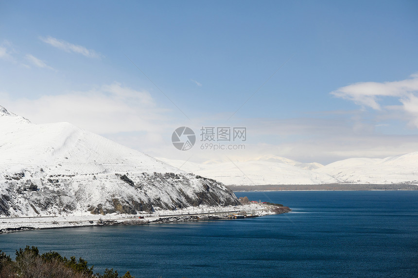 冬天的塞文湖,亚美尼亚图片