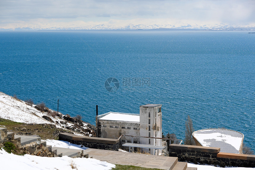 冬天的塞文湖,亚美尼亚图片