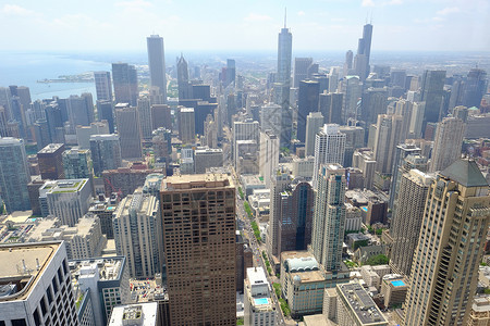 芝加哥天际线鸟瞰图背景图片