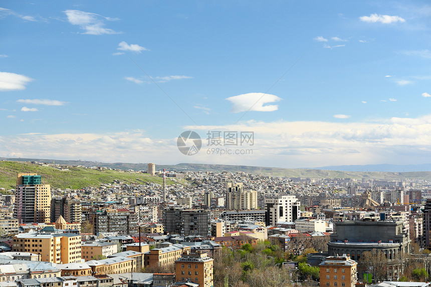埃里温天际线的城市景观图片