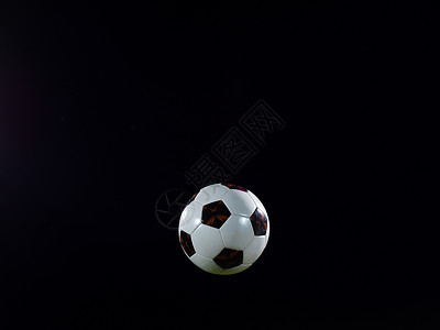 经典足球足球孤立黑色背景上图片