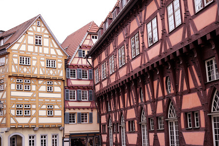 德国传统的半木房街背景图片